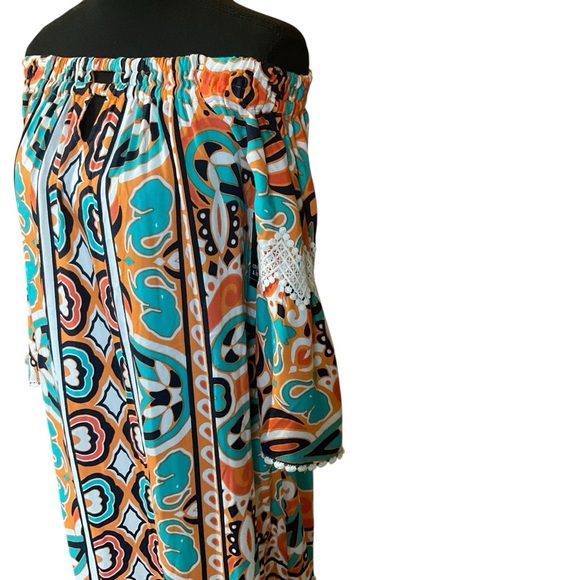 Crown & Ivy Off-Shoulder Boho Print Dress Size XS - Picture 3 of 10
